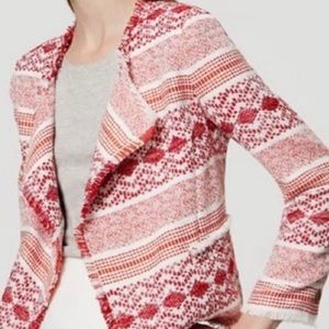 Women’s Red Patterned Open-Front Jacket